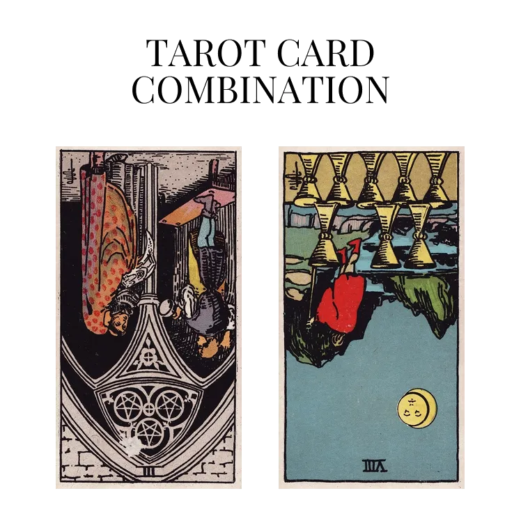 three of pentacles reversed and eight of cups reversed tarot cards combination meaning