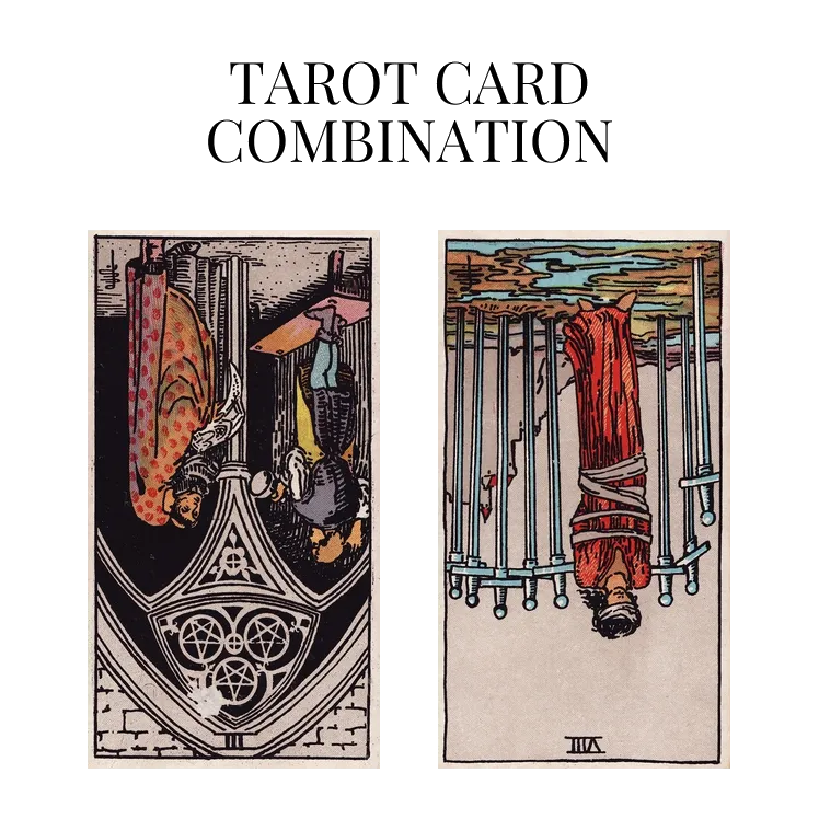 three of pentacles reversed and eight of swords reversed tarot cards combination meaning