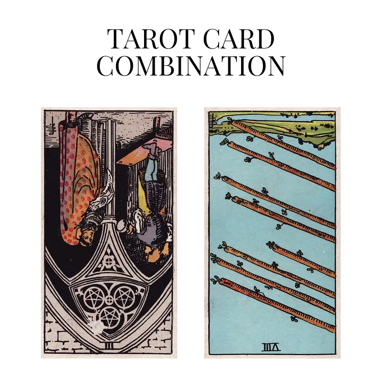 three of pentacles reversed and eight of wands reversed tarot cards combination meaning