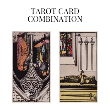 three of pentacles reversed and four of swords tarot cards combination meaning