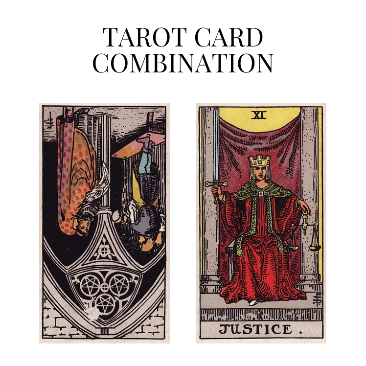 three of pentacles reversed and justice tarot cards combination meaning