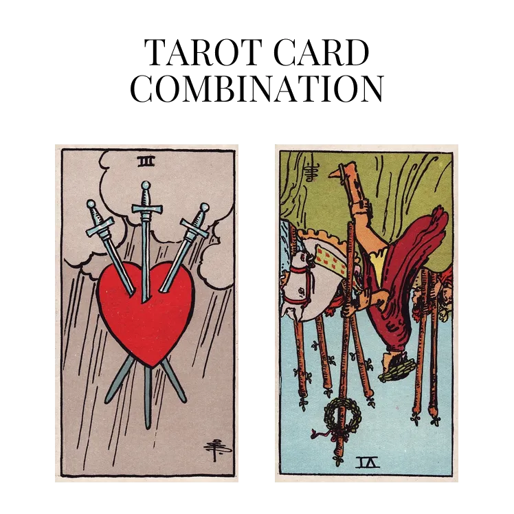 three of swords and six of wands reversed tarot cards combination meaning