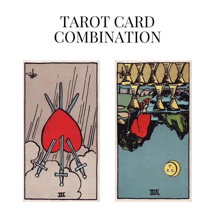 three of swords reversed and eight of cups reversed tarot cards combination meaning