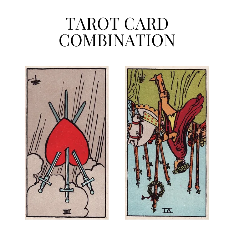 three of swords reversed and six of wands reversed tarot cards combination meaning