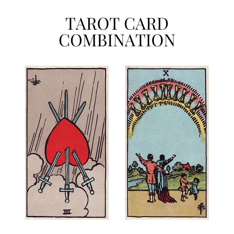 three of swords reversed and ten of cups tarot cards combination meaning