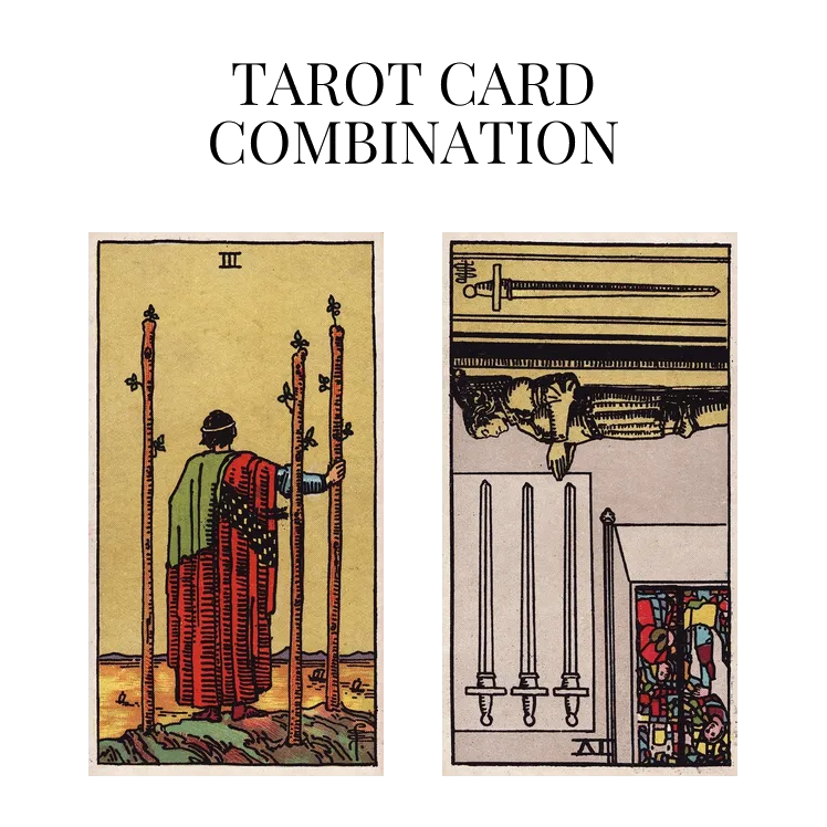 three of wands and four of swords reversed tarot cards combination meaning