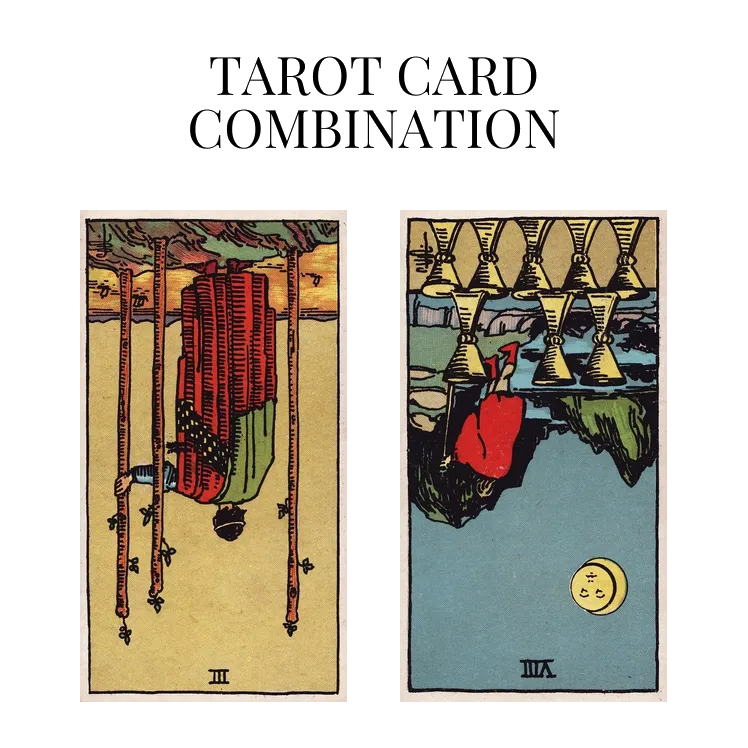 three of wands reversed and eight of cups reversed tarot cards combination meaning