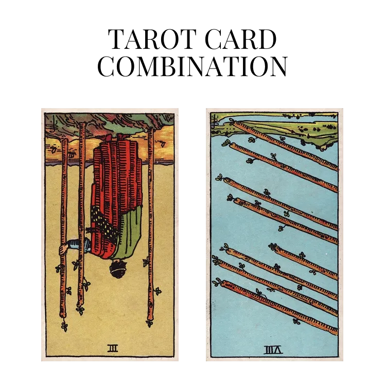 three of wands reversed and eight of wands reversed tarot cards combination meaning