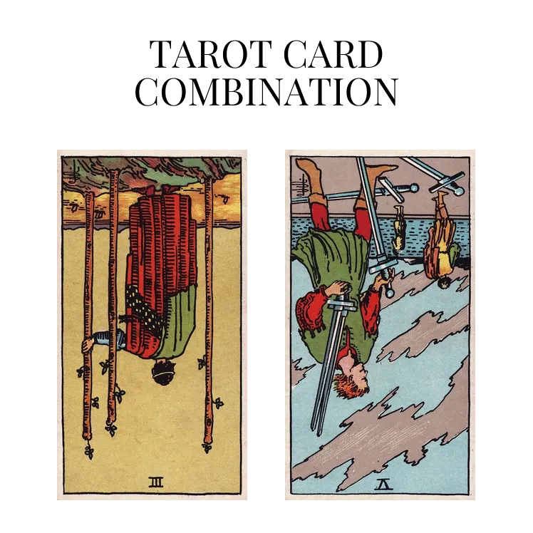 three of wands reversed and five of swords reversed tarot cards combination meaning