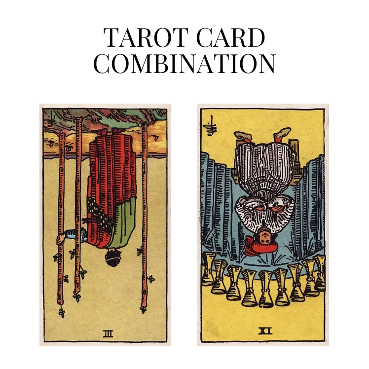 three of wands reversed and nine of cups reversed tarot cards combination meaning