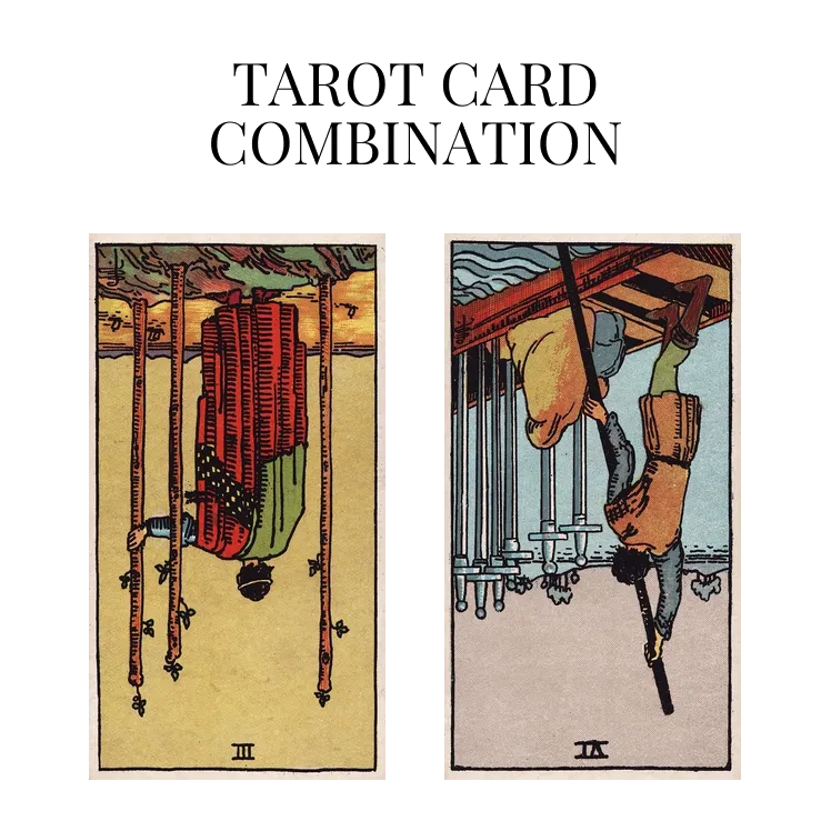 three of wands reversed and six of swords reversed tarot cards combination meaning