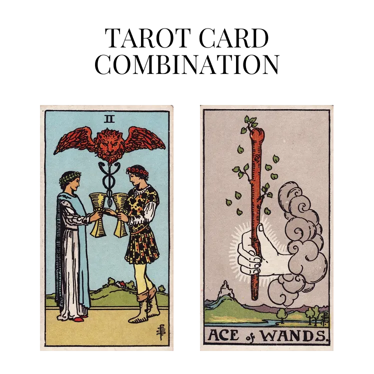 two of cups and ace of wands tarot cards combination meaning