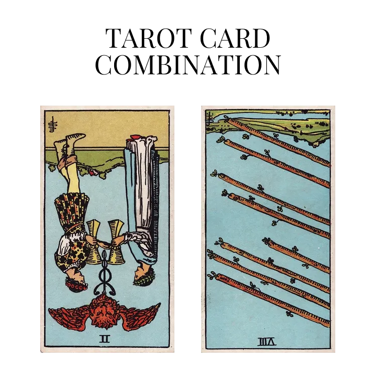 two of cups reversed and eight of wands reversed tarot cards combination meaning