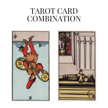 two of pentacles reversed and four of swords tarot cards combination meaning