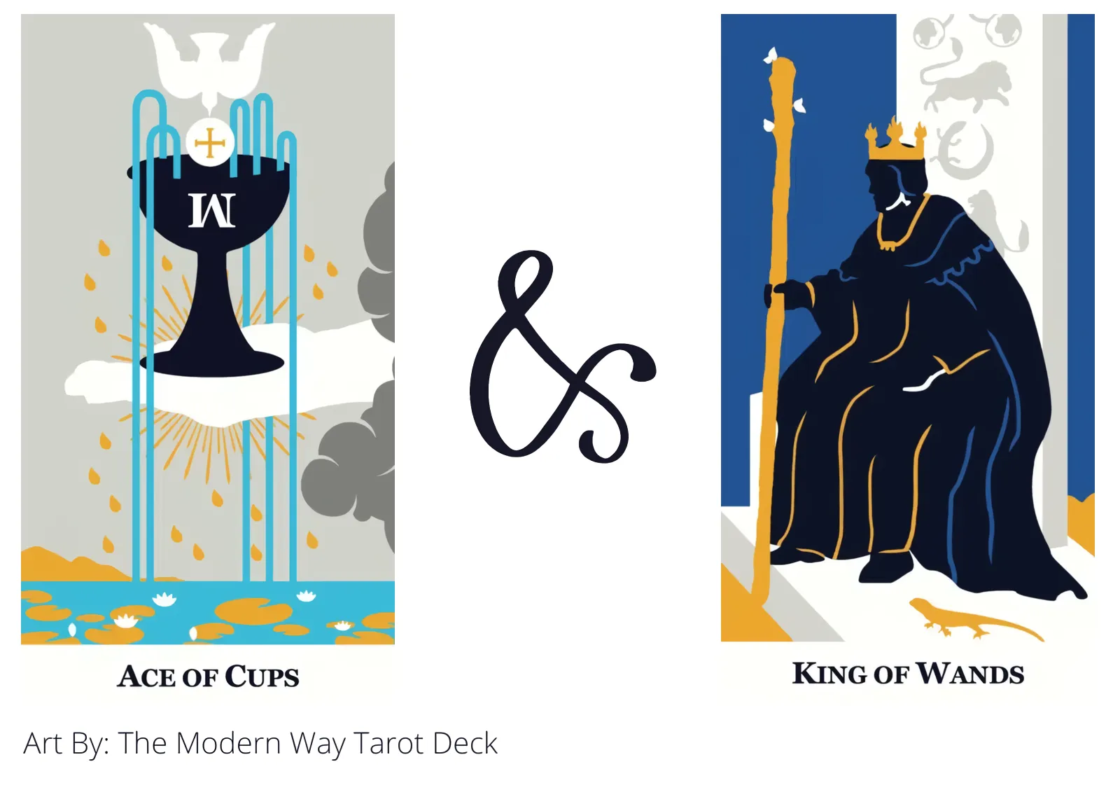 ace of cups and king of wands tarot cards together