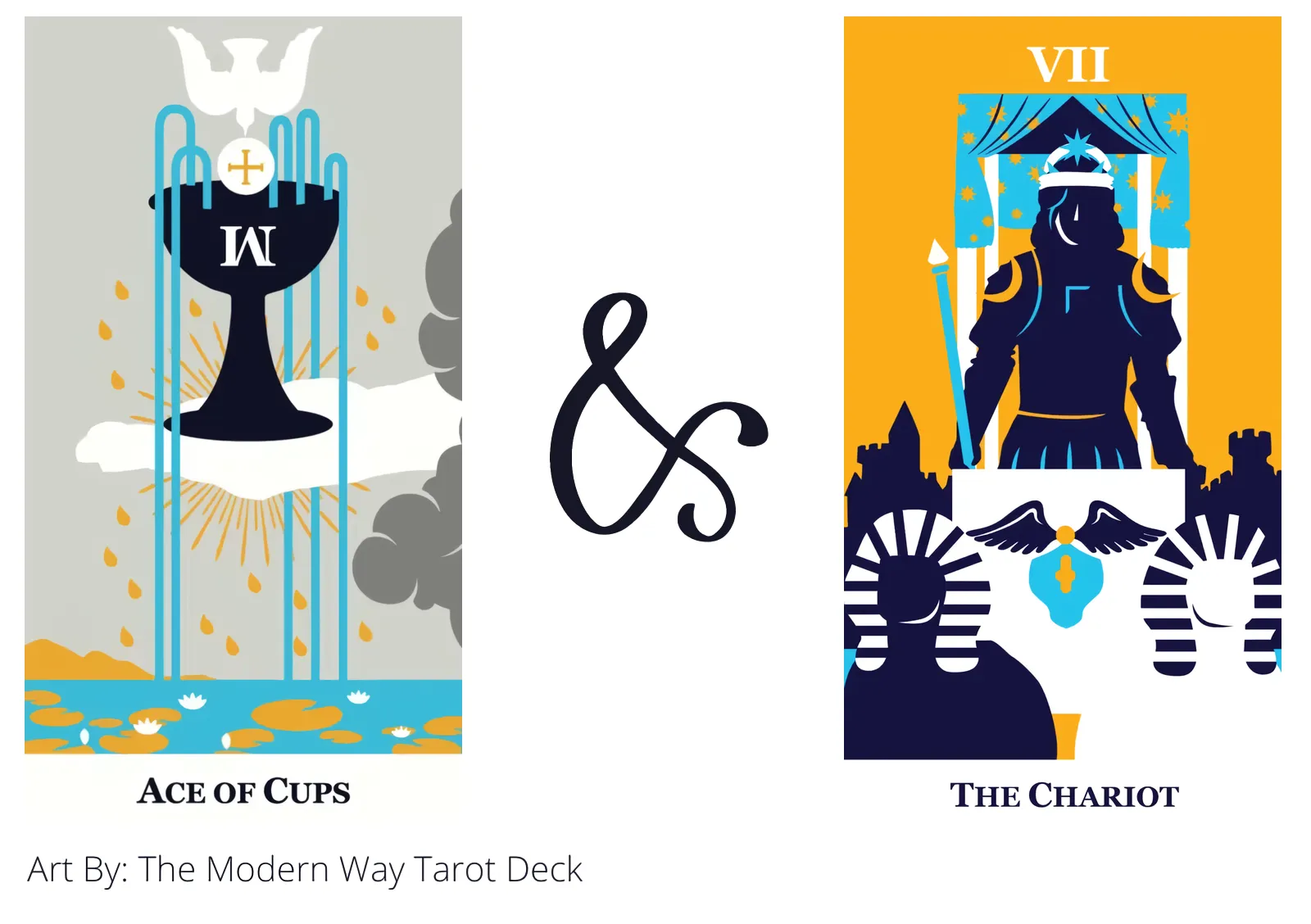 ace of cups and the chariot tarot cards together