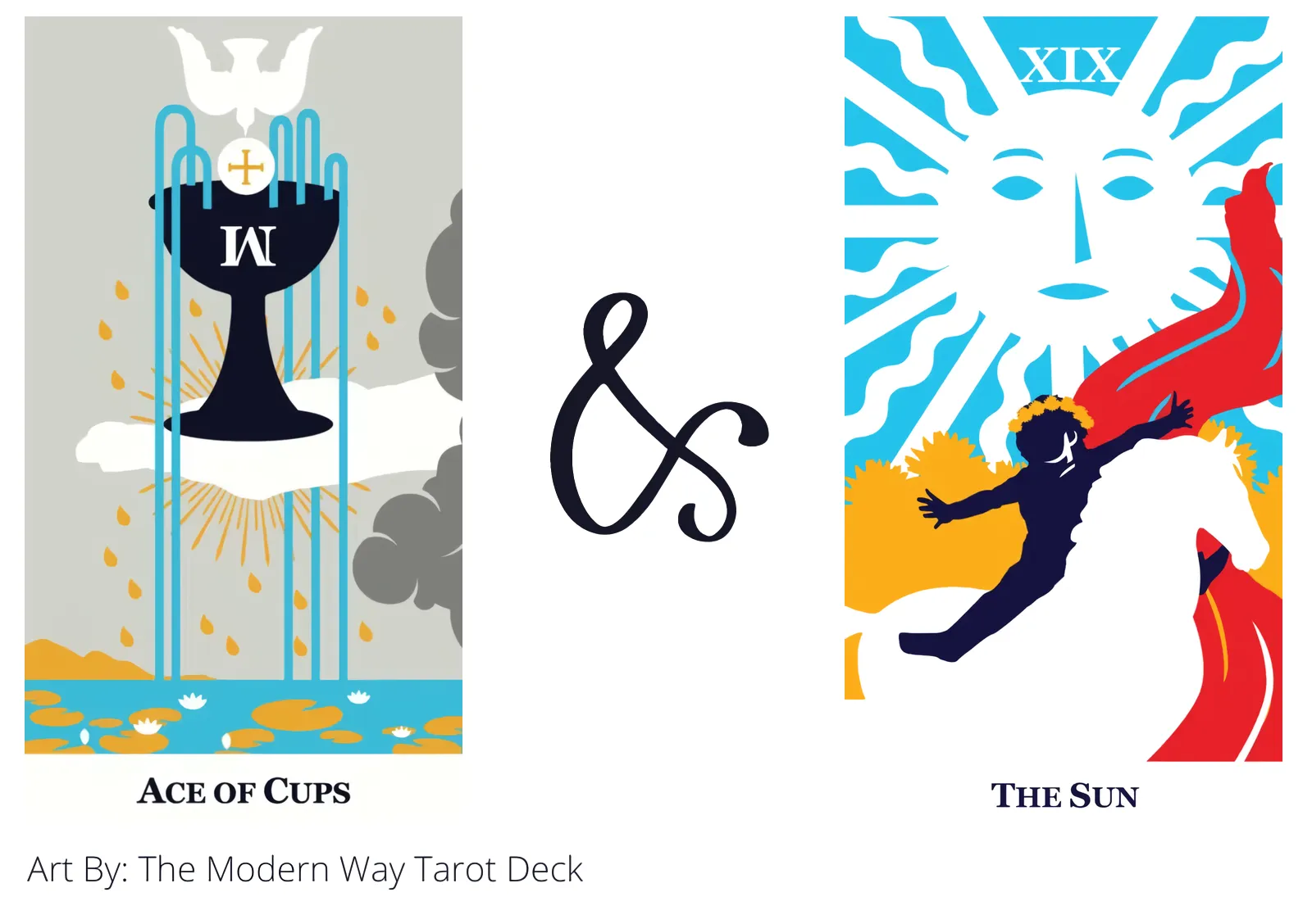 ace of cups and the sun tarot cards together