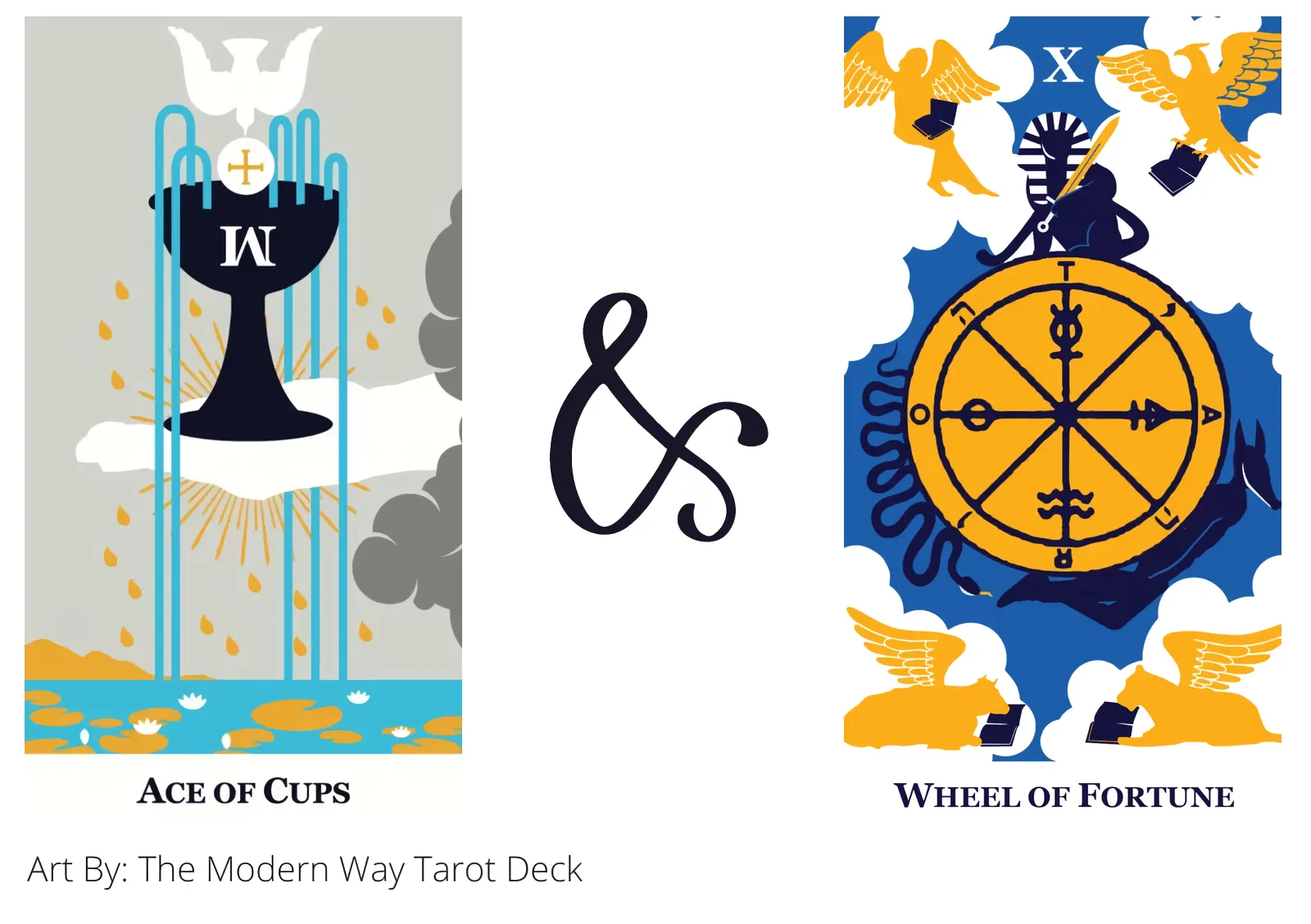 ace of cups and wheel of fortune tarot cards together