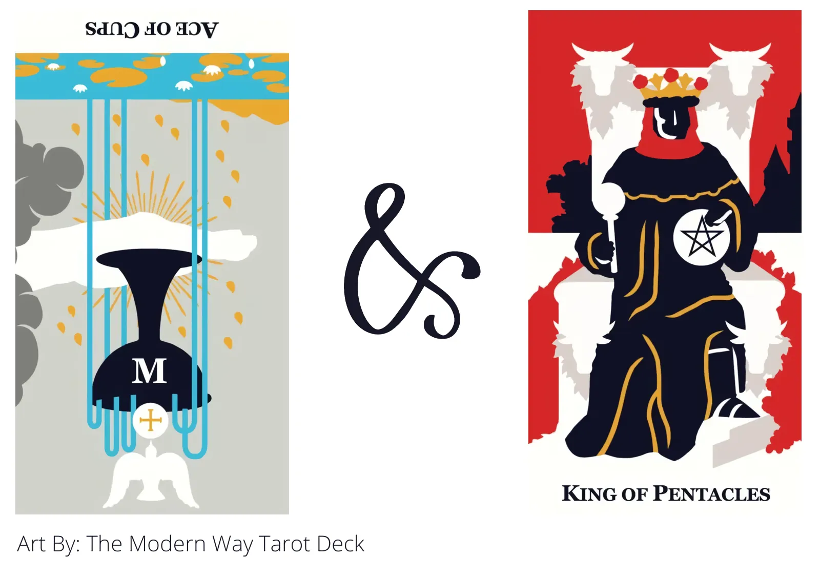 ace of cups reversed and king of pentacles tarot cards together