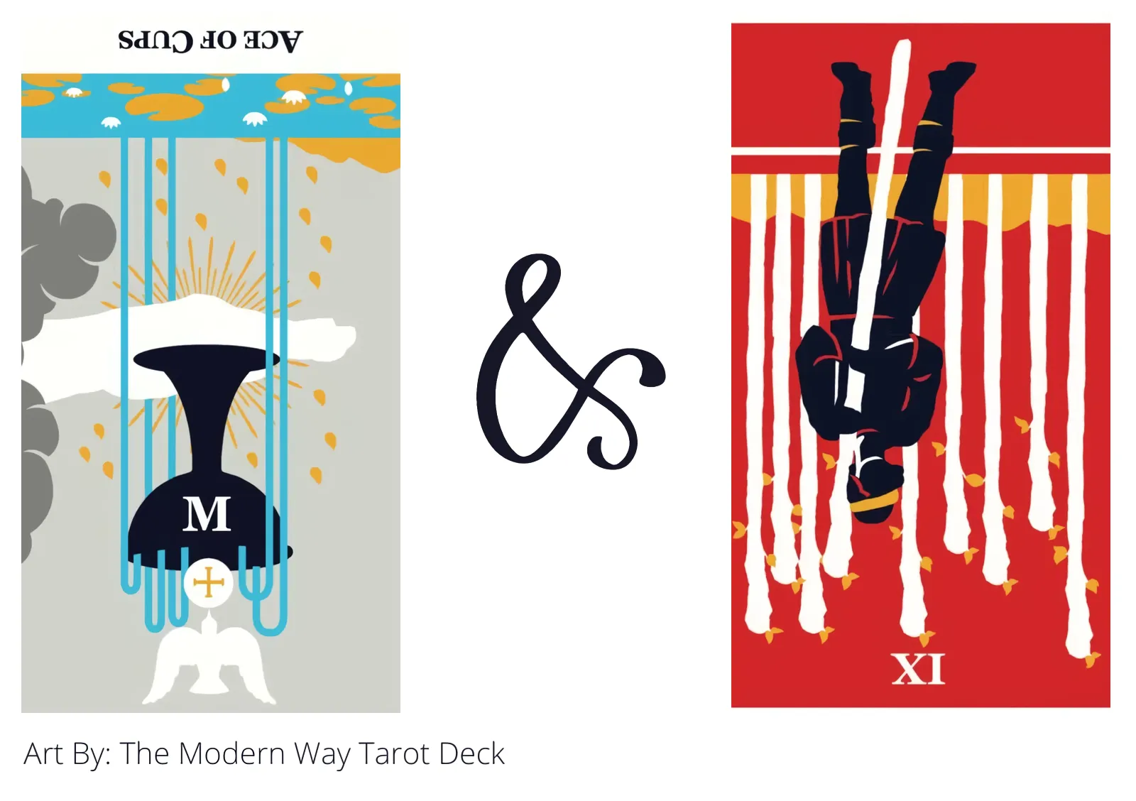 ace of cups reversed and nine of wands reversed tarot cards together