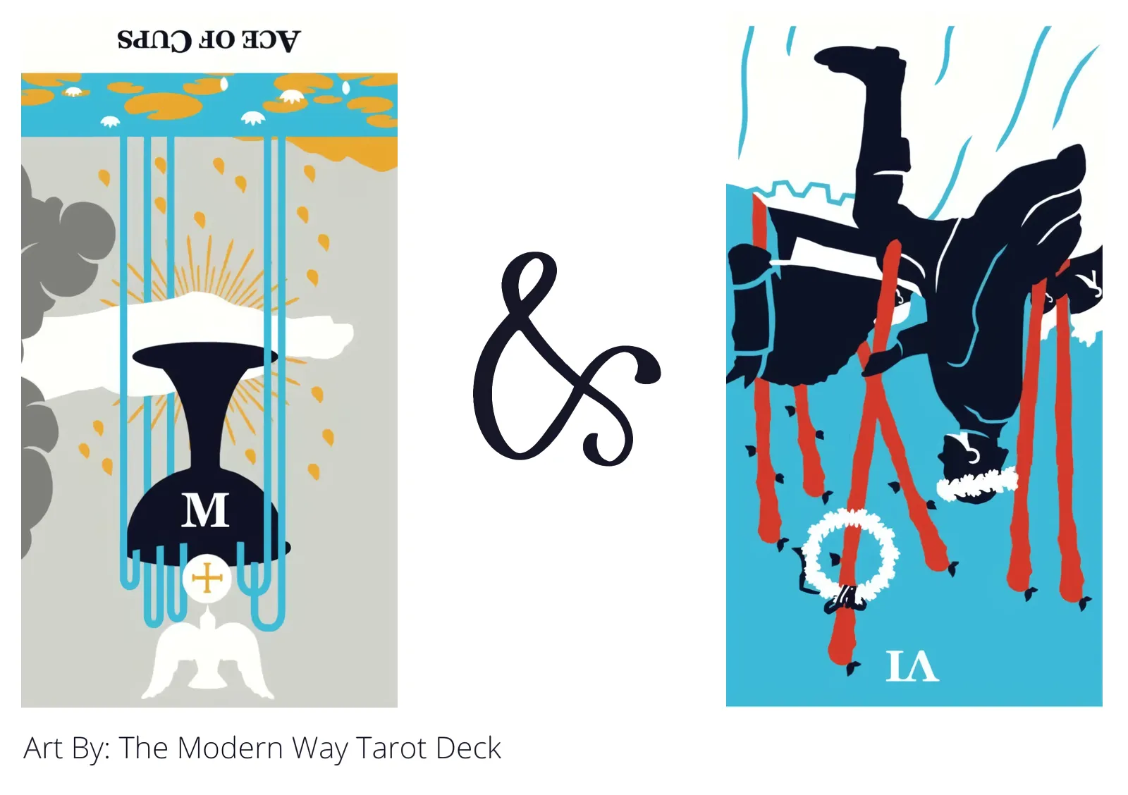 ace of cups reversed and six of wands reversed tarot cards together