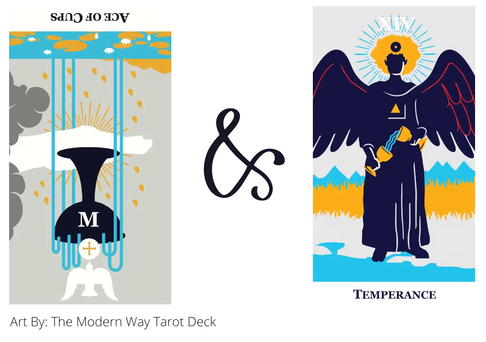 ace of cups reversed and temperance tarot cards together