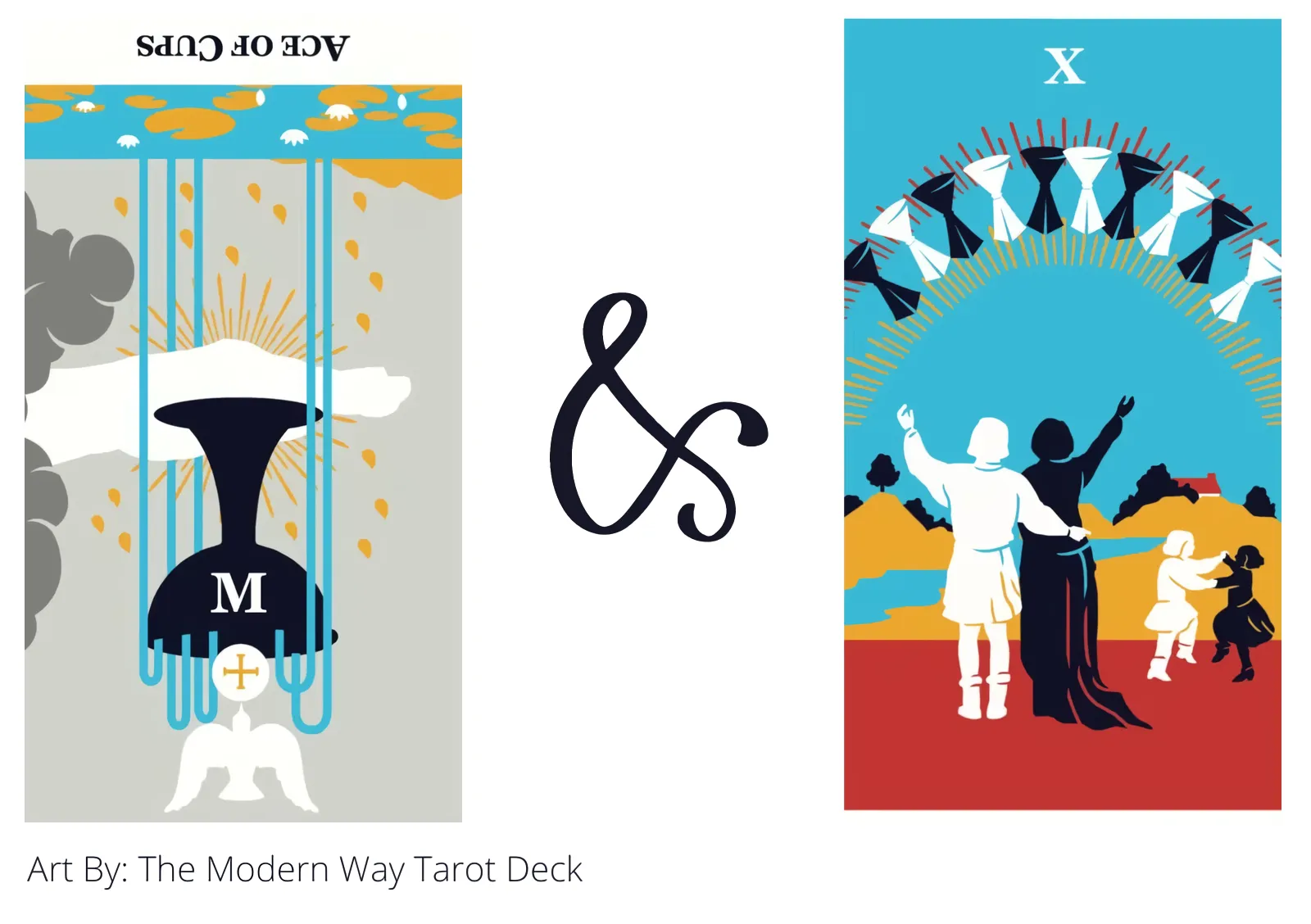 ace of cups reversed and ten of cups tarot cards together