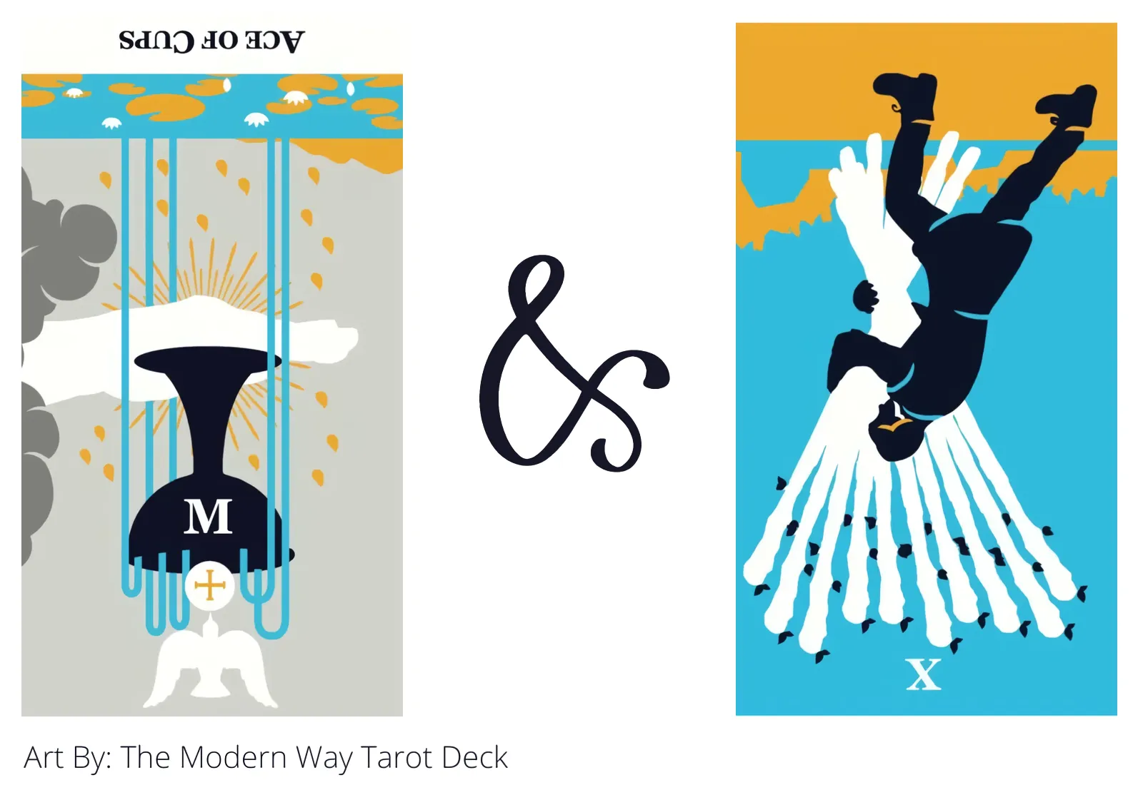 ace of cups reversed and ten of wands reversed tarot cards together