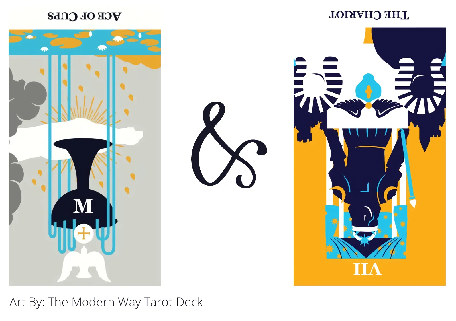 ace of cups reversed and the chariot reversed tarot cards together