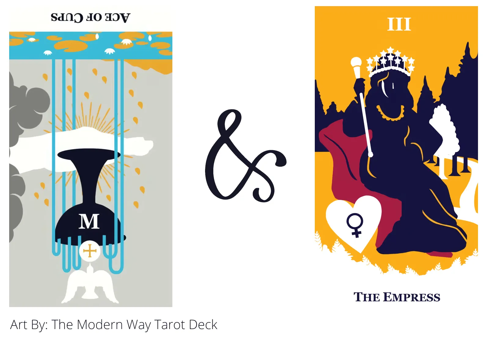 ace of cups reversed and the empress tarot cards together
