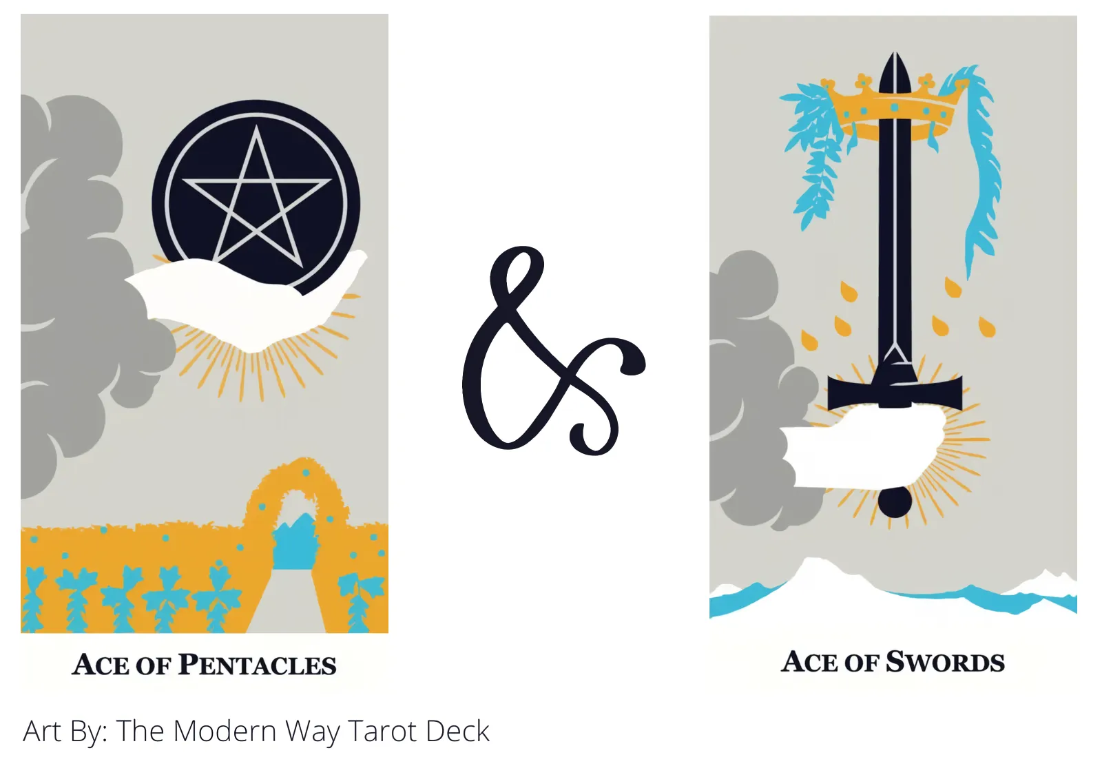 ace of pentacles and ace of swords tarot cards together