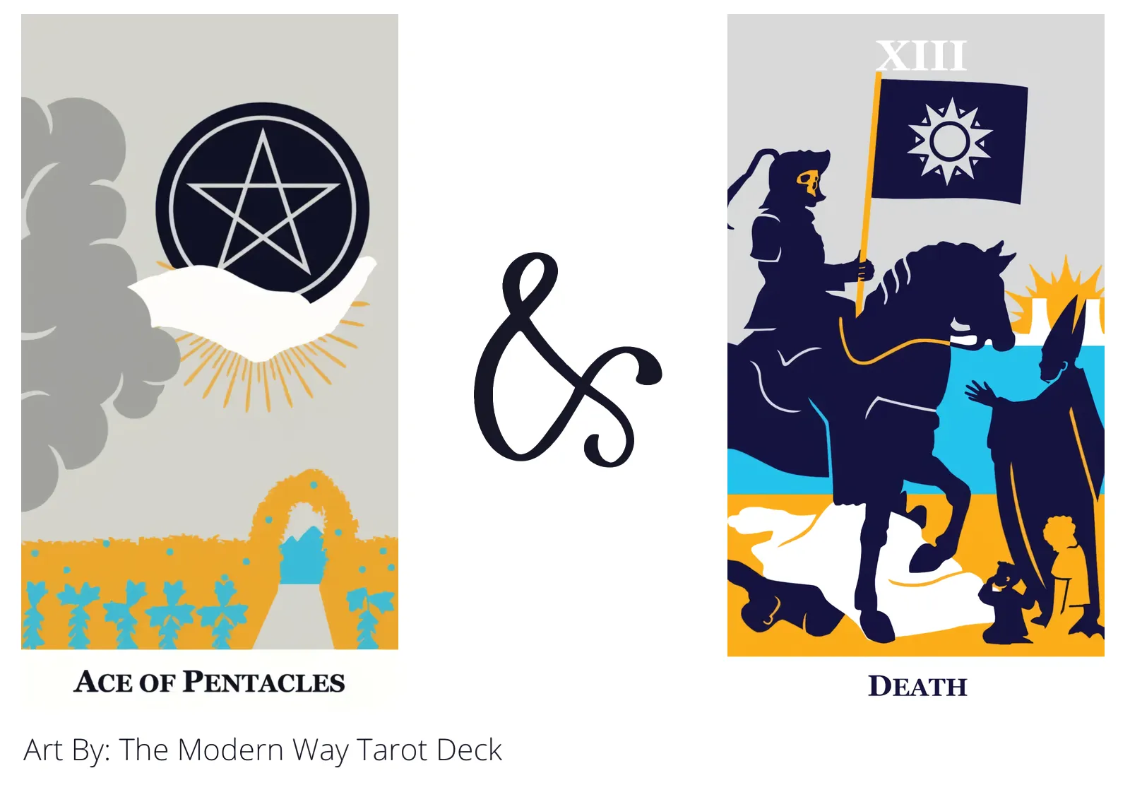 ace of pentacles and death tarot cards together