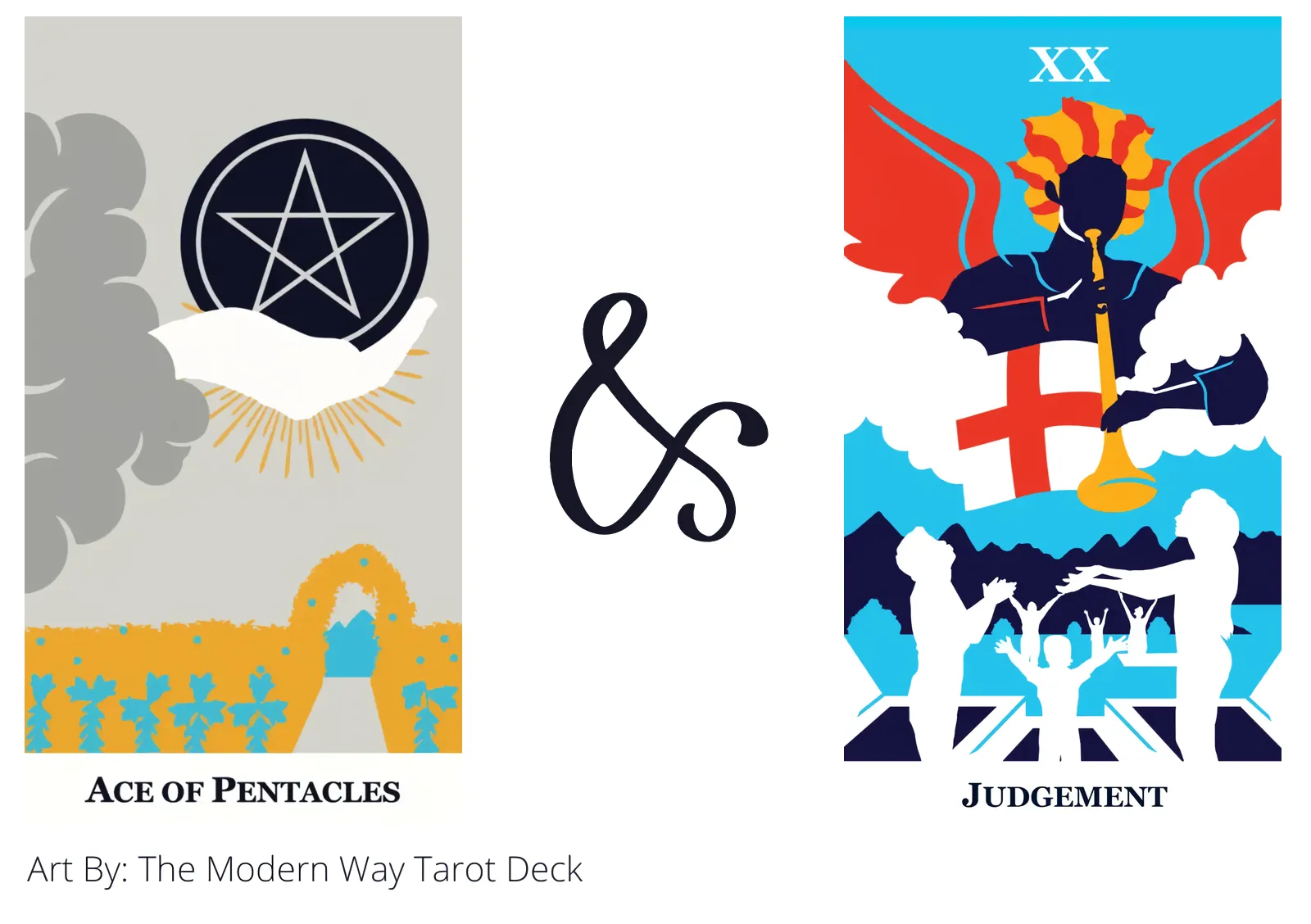 ace of pentacles and judgement tarot cards together