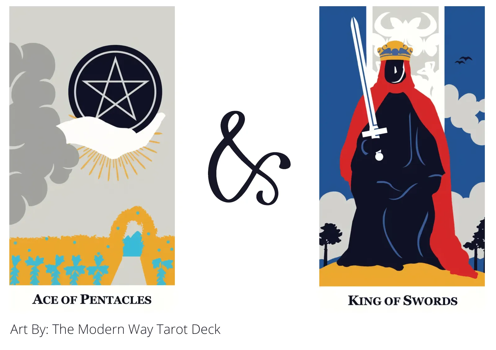 ace of pentacles and king of swords tarot cards together