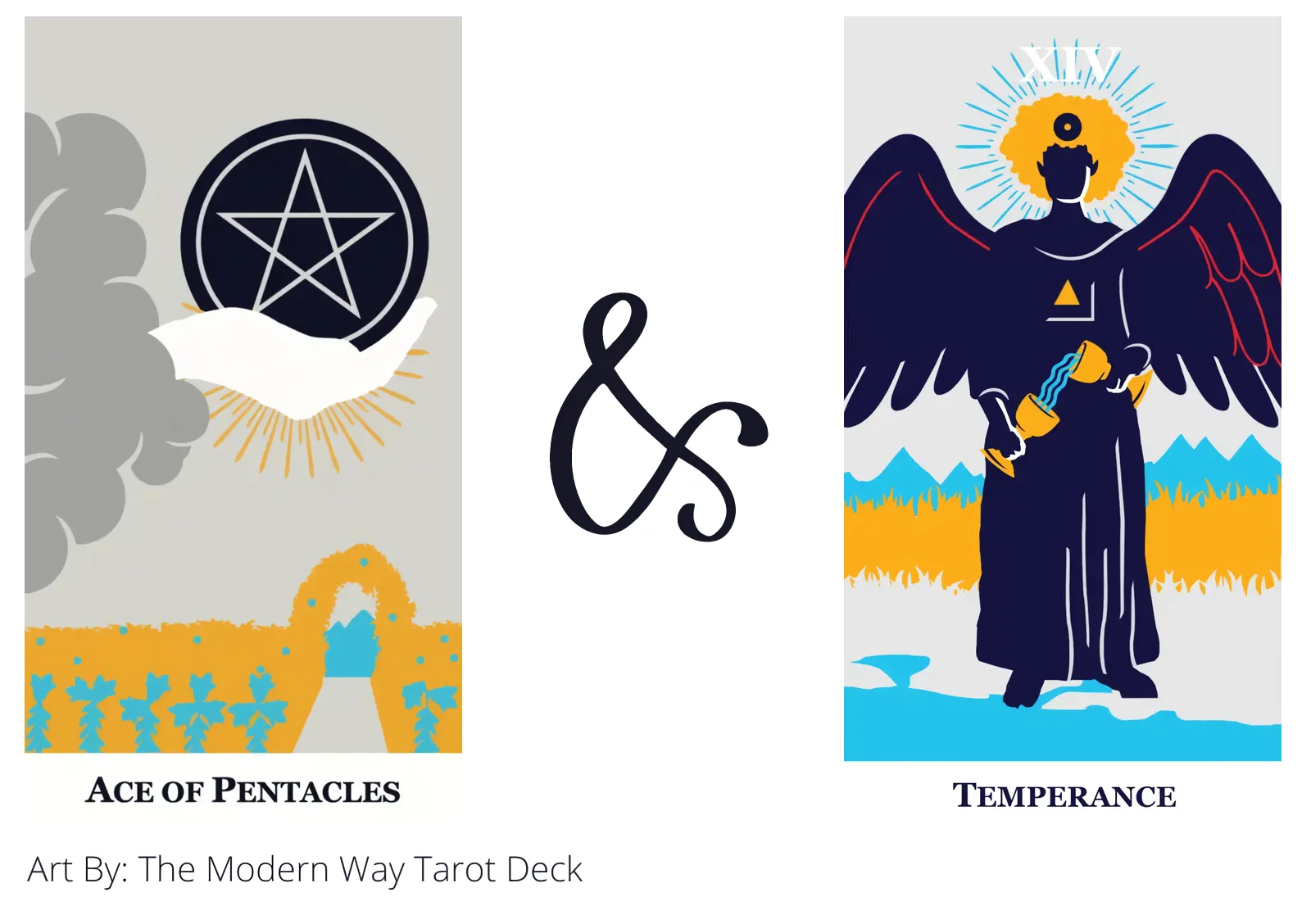 ace of pentacles and temperance tarot cards together