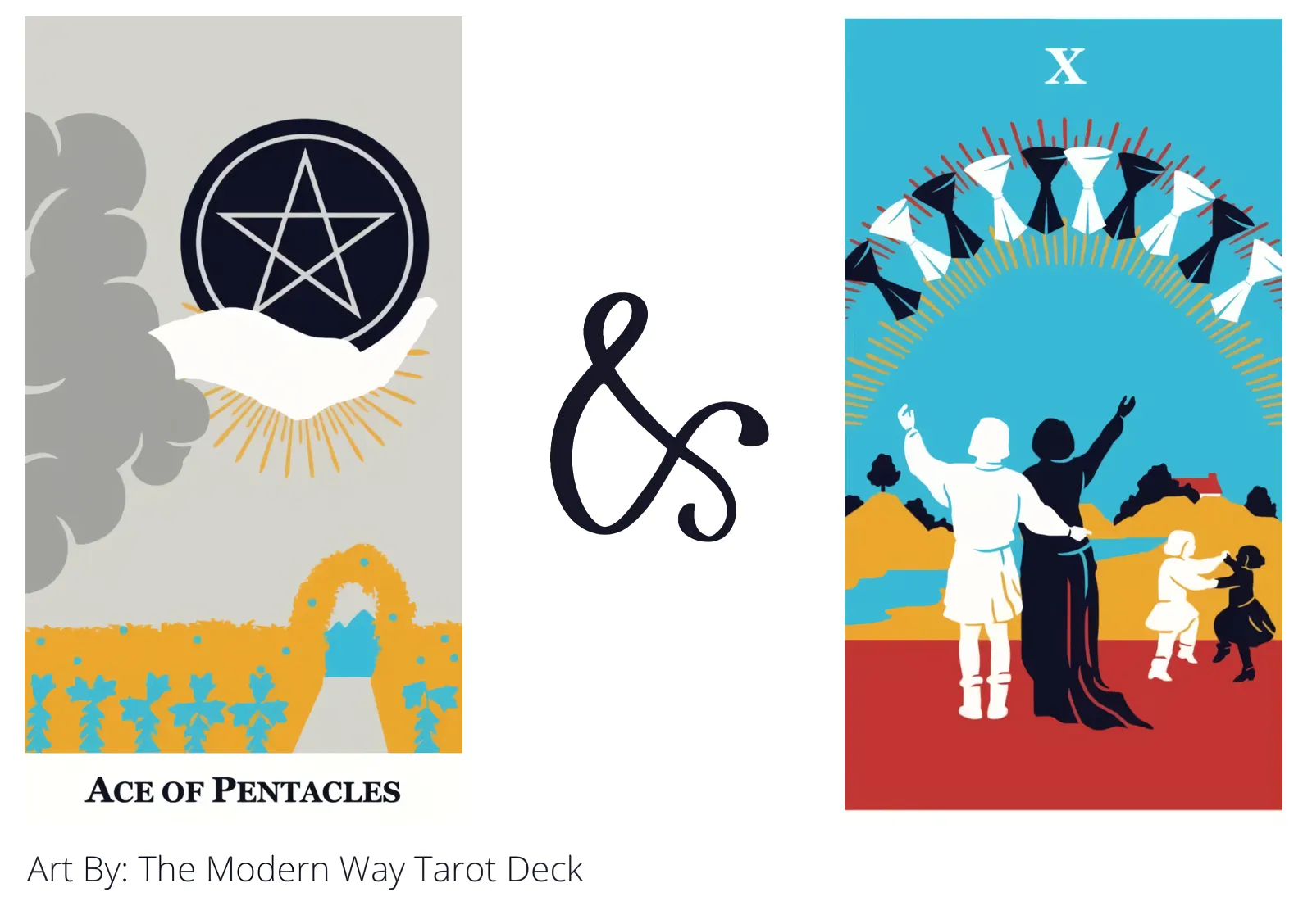 ace of pentacles and ten of cups tarot cards together