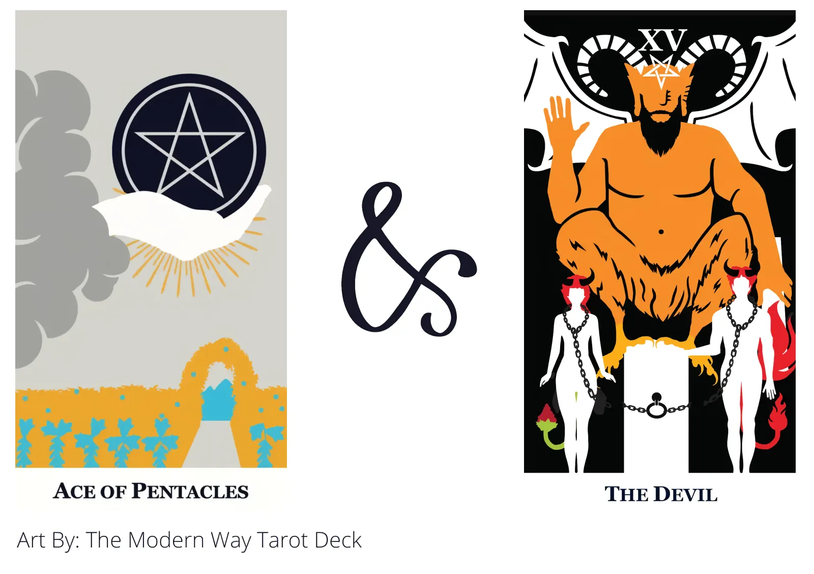 ace of pentacles and the devil tarot cards together