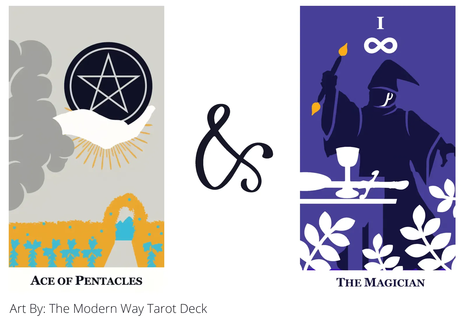 ace of pentacles and the magician tarot cards together
