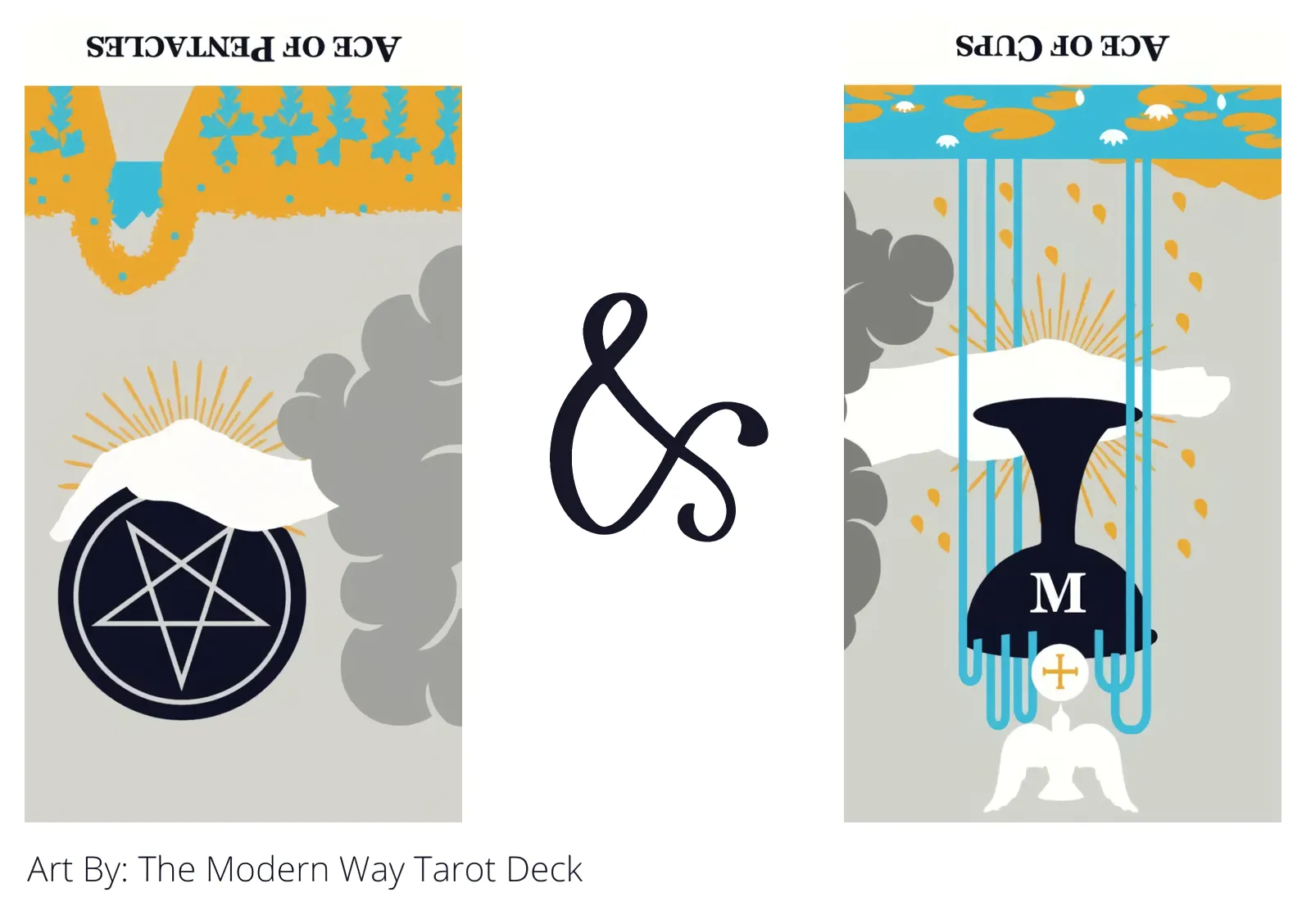 ace of pentacles reversed and ace of cups reversed tarot cards together