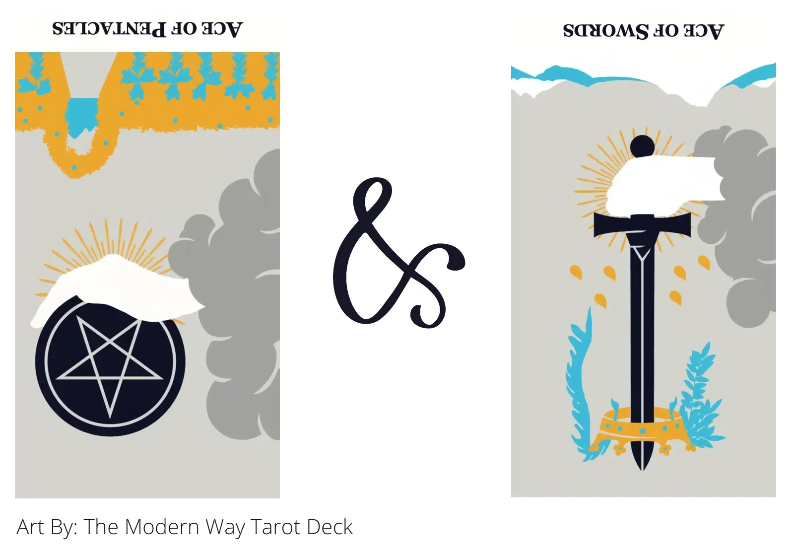 ace of pentacles reversed and ace of swords reversed tarot cards together