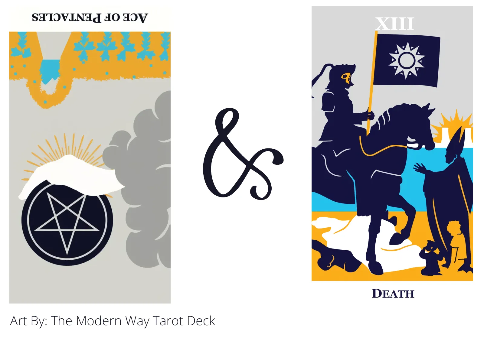 ace of pentacles reversed and death tarot cards together