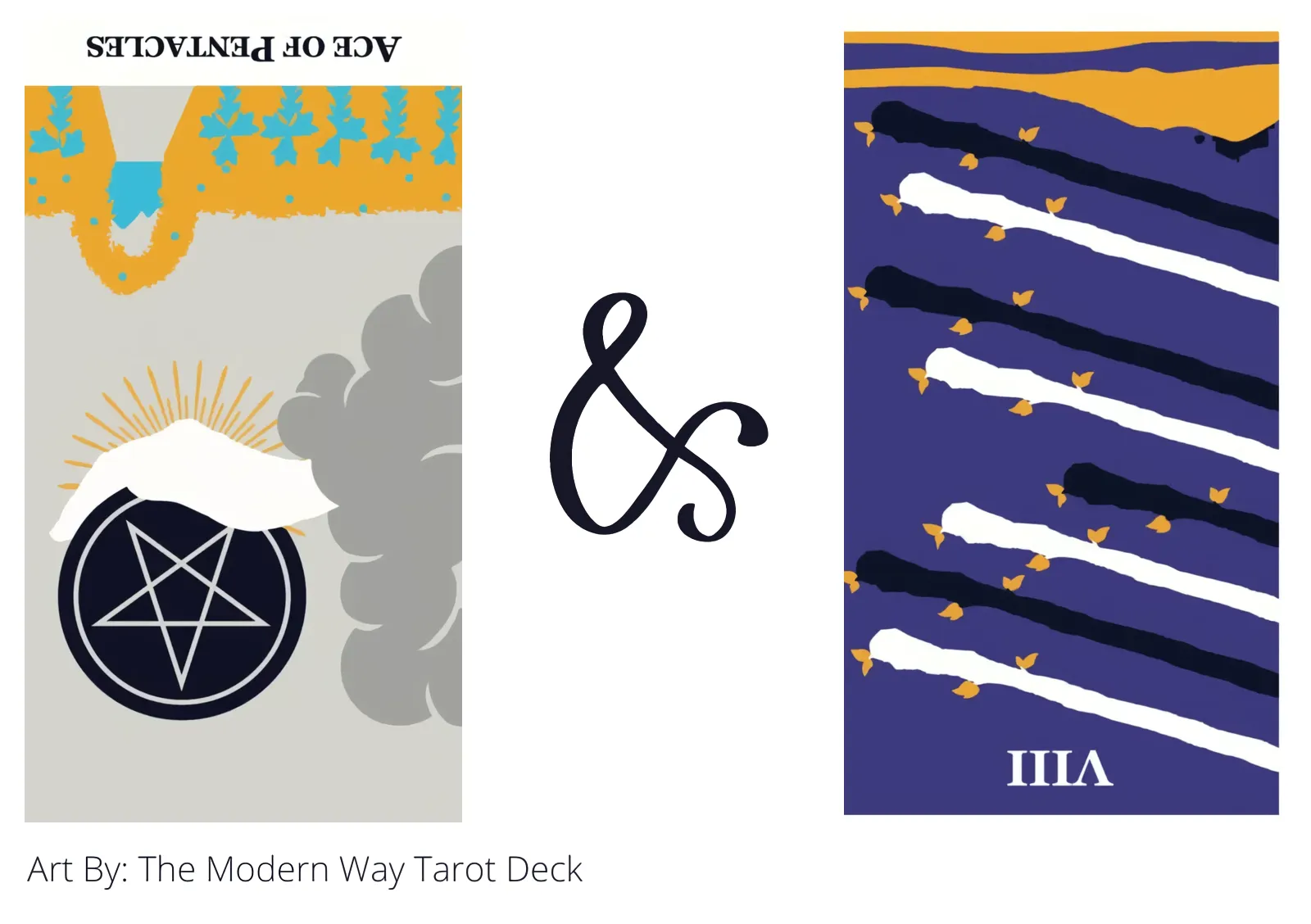 ace of pentacles reversed and eight of wands reversed tarot cards together