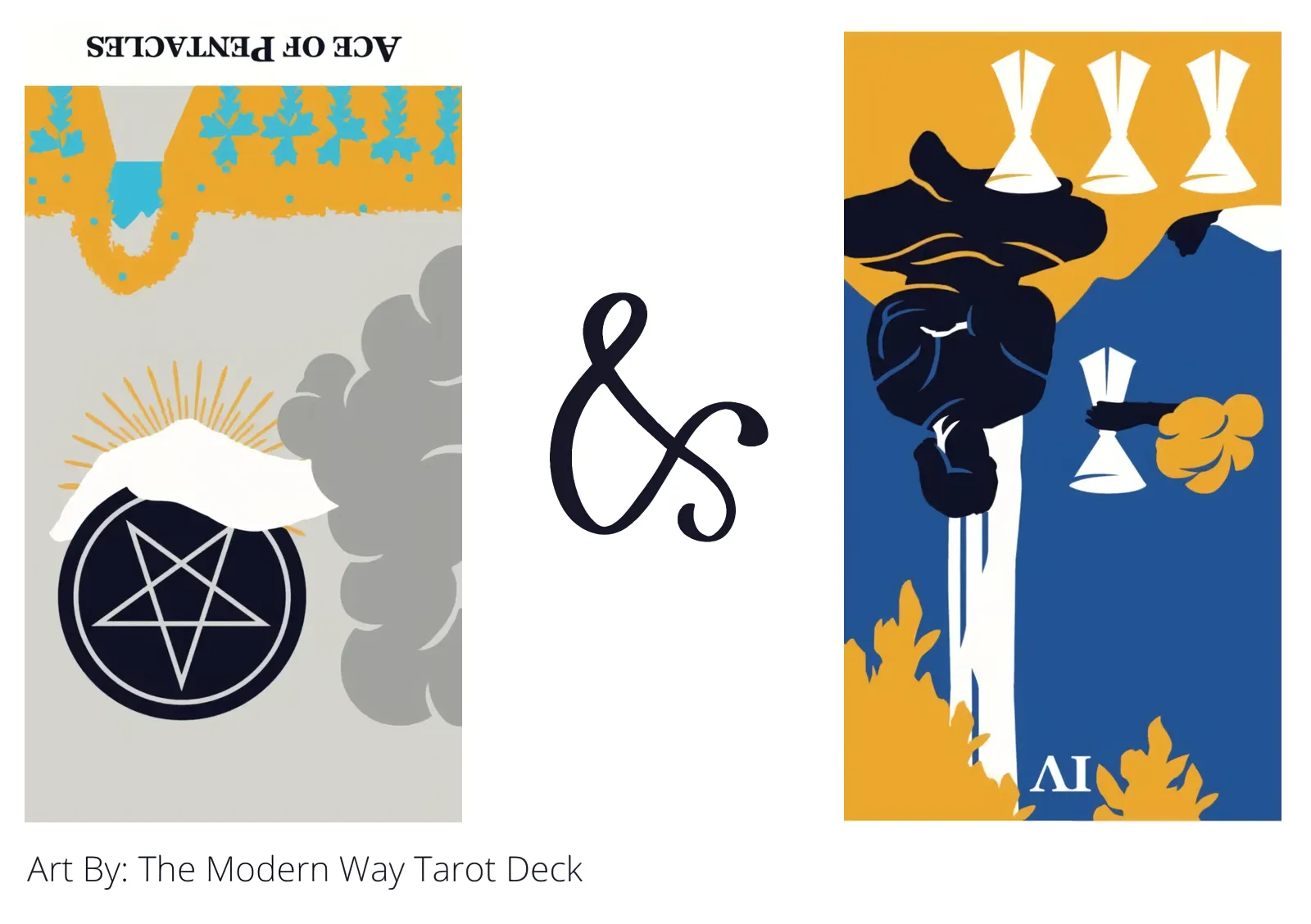 ace of pentacles reversed and four of cups reversed tarot cards together