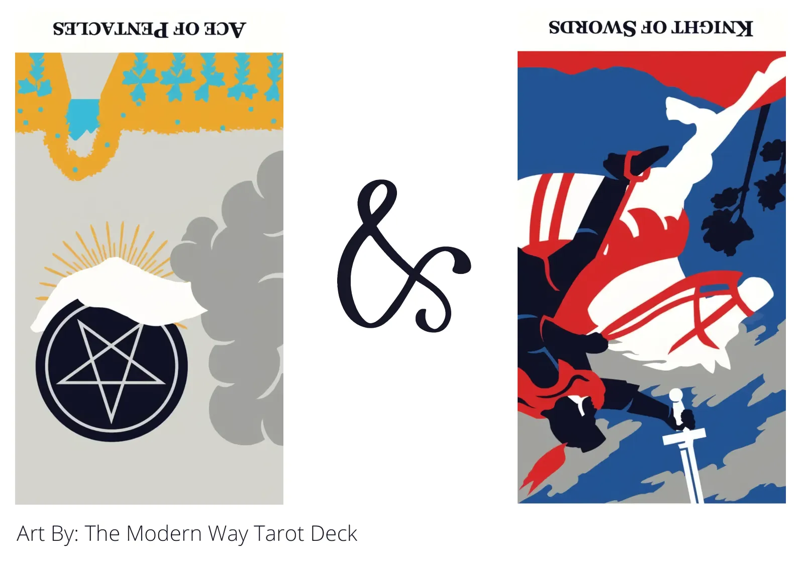 ace of pentacles reversed and knight of swords reversed tarot cards together