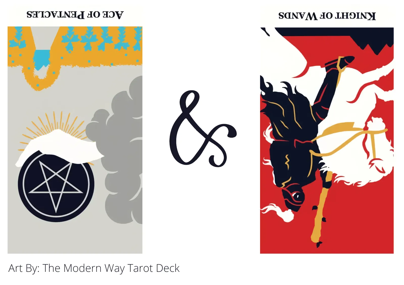 ace of pentacles reversed and knight of wands reversed tarot cards together
