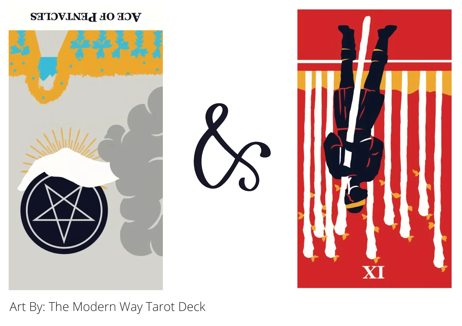 ace of pentacles reversed and nine of wands reversed tarot cards together