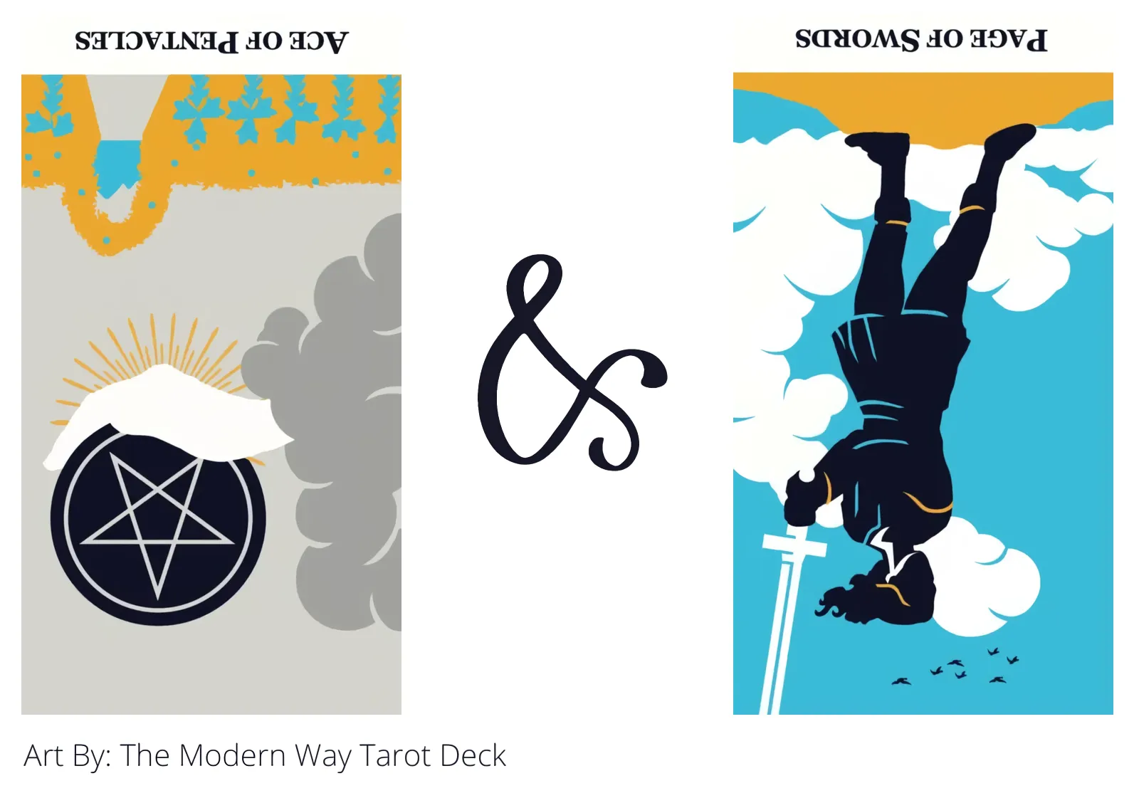 ace of pentacles reversed and page of swords reversed tarot cards together