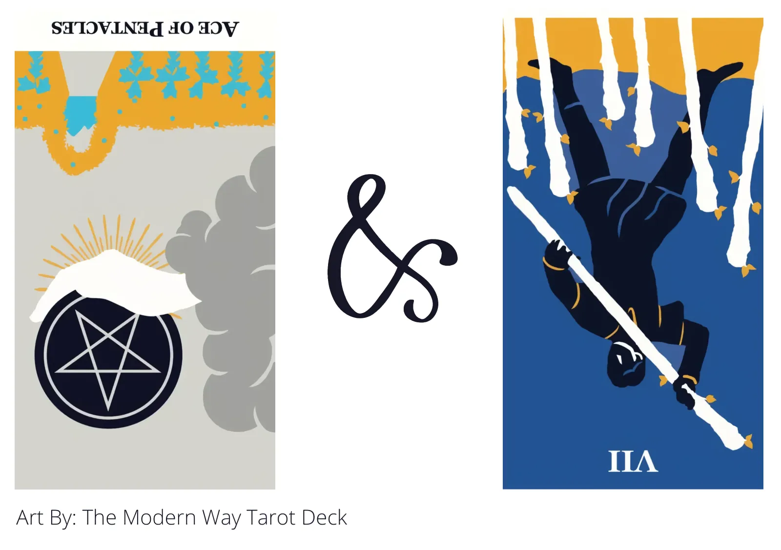 ace of pentacles reversed and seven of wands reversed tarot cards together
