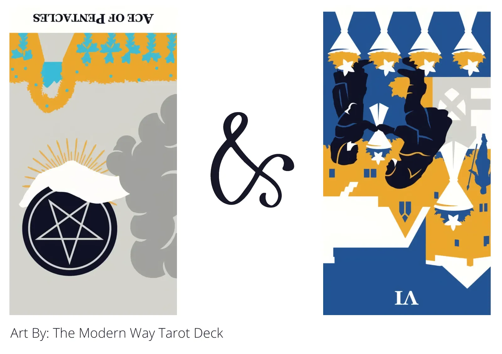 ace of pentacles reversed and six of cups reversed tarot cards together