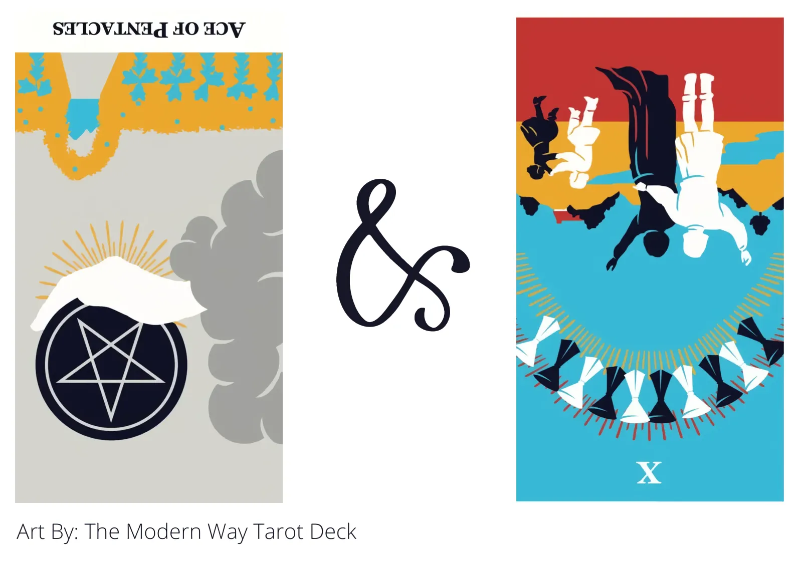 ace of pentacles reversed and ten of cups reversed tarot cards together